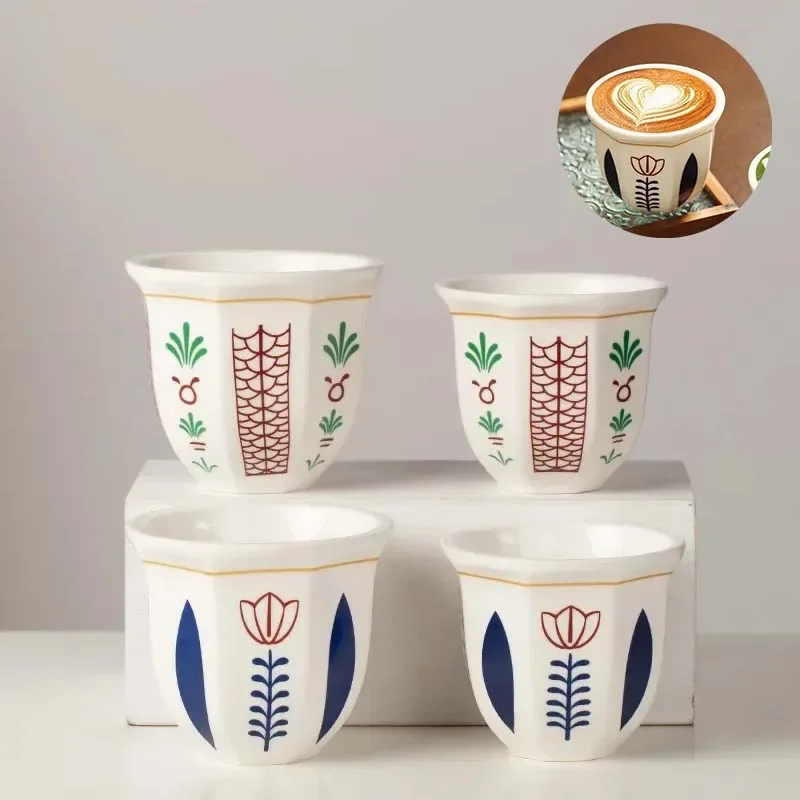 180/250ml Esspresso Cup Ceramics Mugs Middle Eastern Style Hand Held Milk Cappuccino Latte Art Coffee Cup Teaware for Gifts