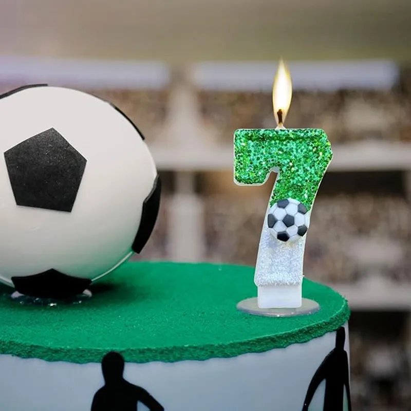 Birthday Number Candles White Soccer Number 0 Birthday Cake Fun Glitter Cupcake Topper for Kids Adults Party Anniversary Supplie