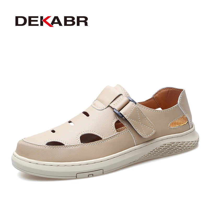 

DEKABR Mens Summer Trendy Cut Out Adjustable Strap Soft Wear Lightweight Outdoor Non Slip Wear Resistant Male Hole Walking Shoes