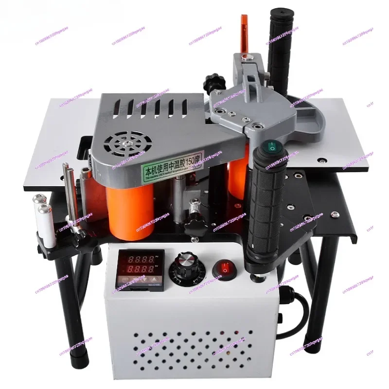 SC-40 edge strapping machine with adjustable tray and cutting speed, portable wooden PVC double-sided coating machine 110/200V