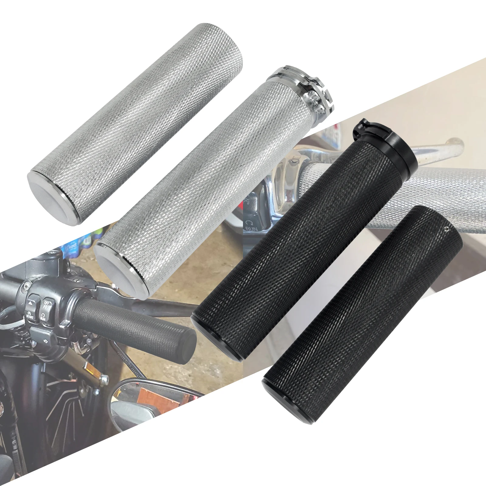 

Motorcycle Universal 1''25mm Handlebar Hand Grips Black/Chrome Aluminum Grip For Harley For Softail For Touring