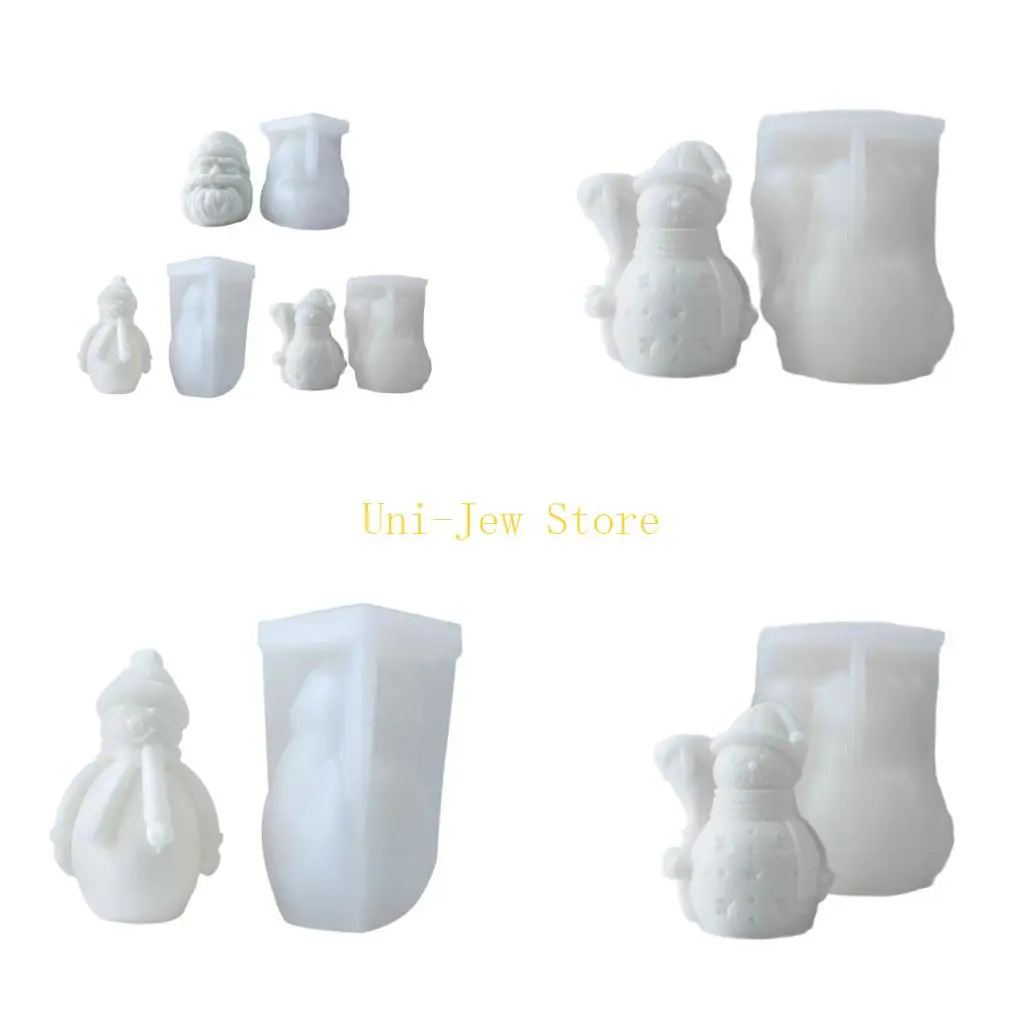 

40GB Snowman Silicone Mold for Candle Making Christmas Santa Scented Molds Aromatherapys Plasters Epoxy Molds