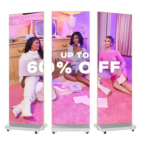 80" P1.86 Spliceable LED Digital Signage Display with Flight Case, Foldable LED Poster Screen with Publishing System, Advertisin