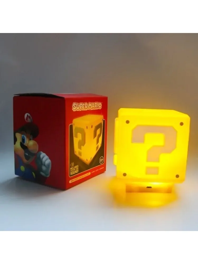 Super Mario Bros Anime Night Lamp LED Sound Question Mark Mushroom Light Action Figures Toy Cute Star Lights Kids Birthday Gift