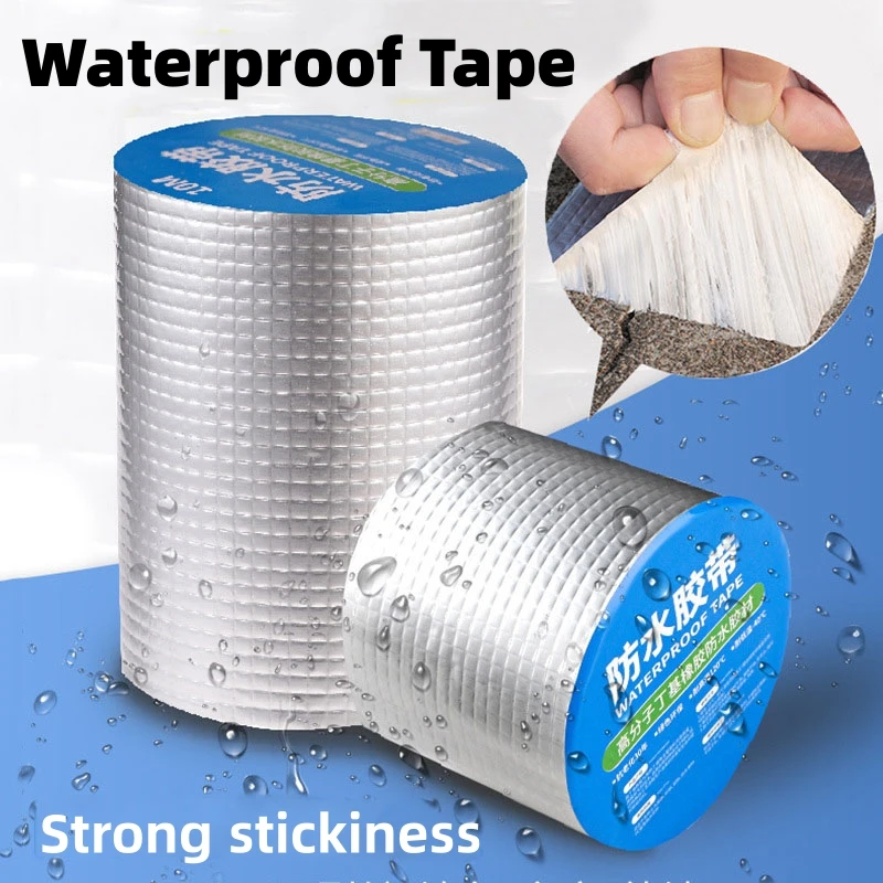 

New Aluminum Foil Butyl Rubber tape Super Strong Fiber Thicken Self Adhesive Seal Waterproof For Pool Roof Pipe Repair Stop Leak