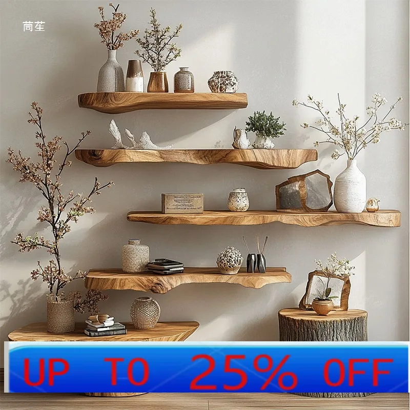 Lh wall-mounted shelf wall-mounted home art modeling multi-layer bedside solid wood storage rack