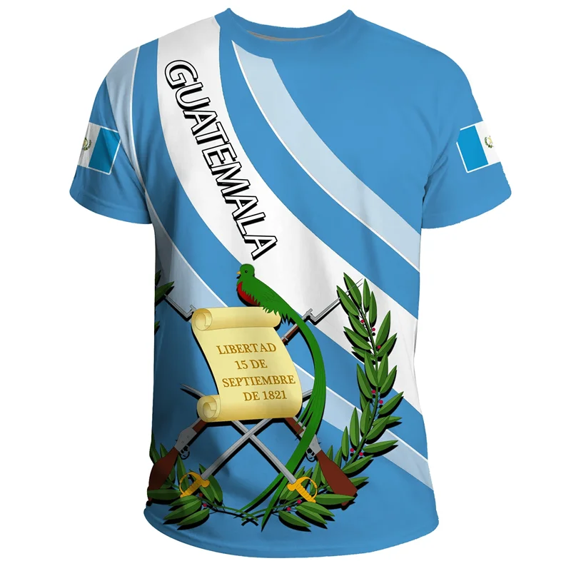 3D Printed Guatemala Flag Graphic T Shirt For Men Summer Short Sleeve New In T-shirt Tops Mens Outwear Oversized Tee Shirts