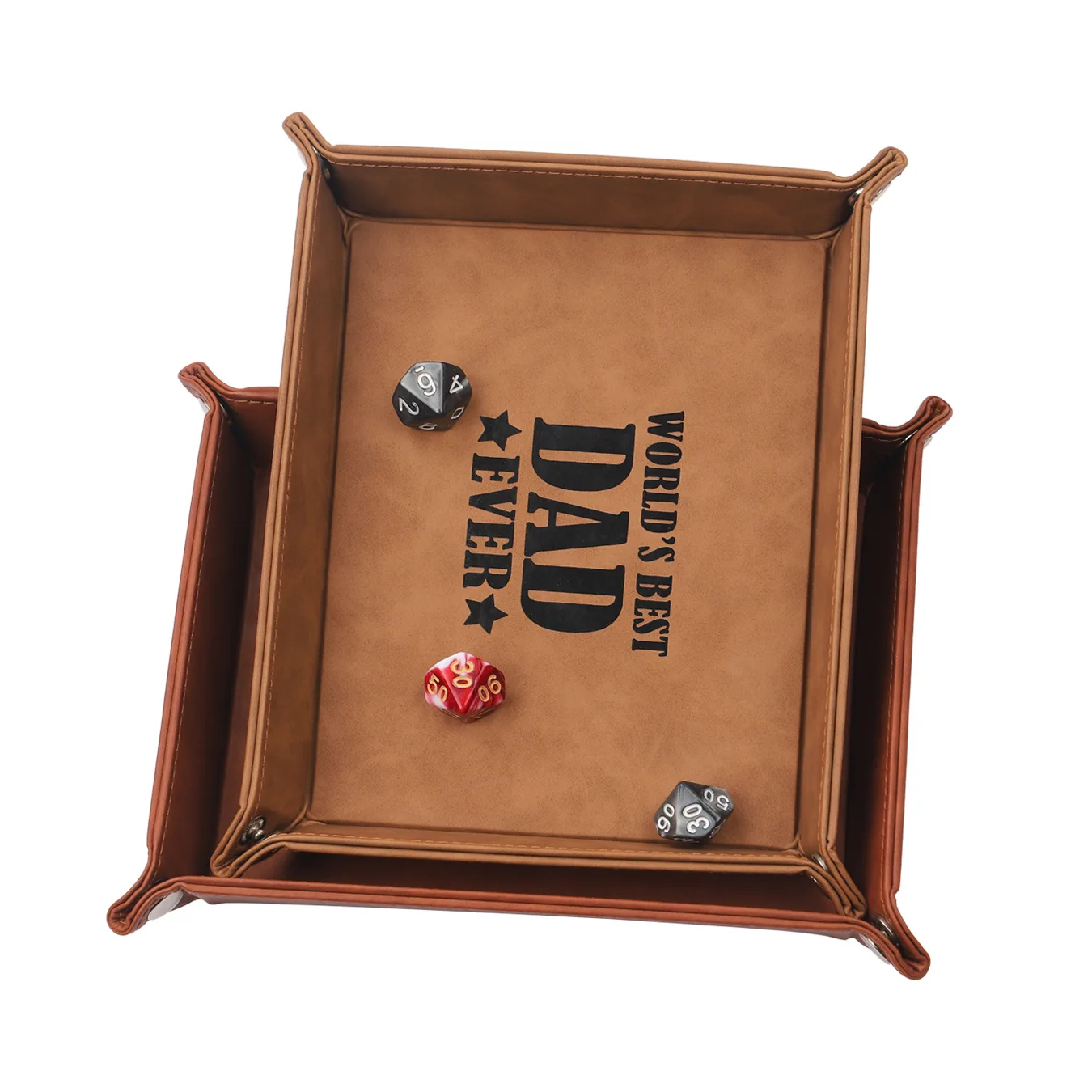Rectangular PU Leather Dice Tray Four Corners Folding Game Dice Storage Box Foldable Leather Tray, DND Dice Rolling Tray