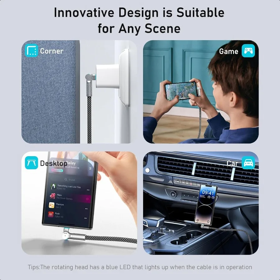 كابل USB C إلى USB C 10ft240W 2 عبوة مضفرة 180 ° كابل شحن دوار من النوع C شحن سريع لهاتف iPhone 16 16Pro 16Plus 16ProMax Bo