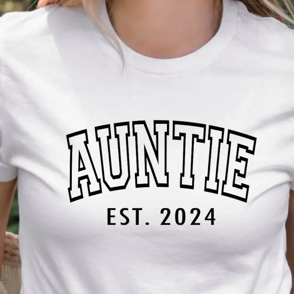 Custom Auntie Est T Shirt For Sister New Aunt To Be Pregnancy Announcement Best Favorite