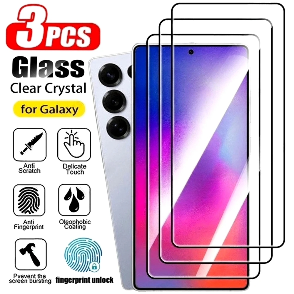 

3 шт. ультрапрозрачное закаленное стекло для Samsung Galaxy S26 S25 S24 Ultra S23 S22 S21 Plus S26 S25 Edge, защитная пленка от падений
