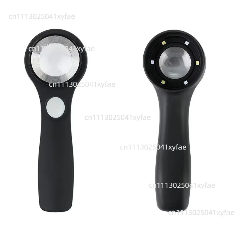 10X Handheld Illuminated Magnifier, K9 Double Optical Glass Lens with LED Light Touch Switch for Jewelry Inspection