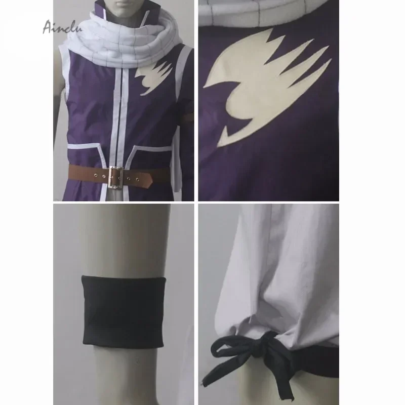 Ainclu  New Fairy Tail Natsu Dragneel Halloween Cosplay Costume Purple Tail Coat