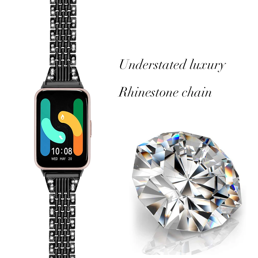 Diamond Watchband For Samsung Galaxy Fit 3 Metal Strap For samsung galaxy fit3 Bracelet  ror Fit3 SM-R390 Replacement Wrist Band