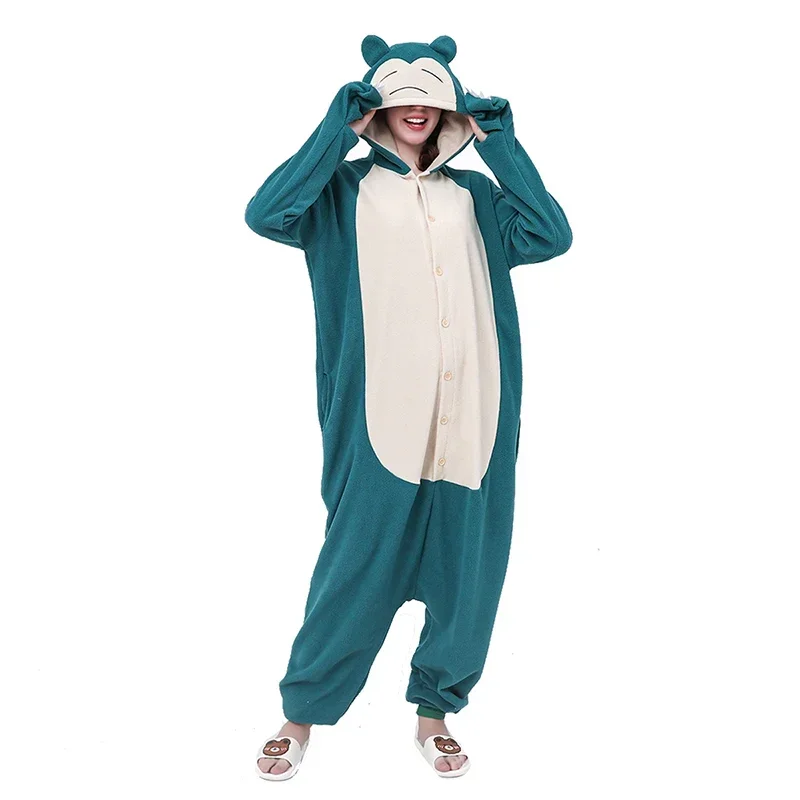 Women Pajamas Onesie Blue Snorlax One-Piece Pijamas for Adults Cosplay Costume Halloween Kigurumi Christmas Sleepwear Suit