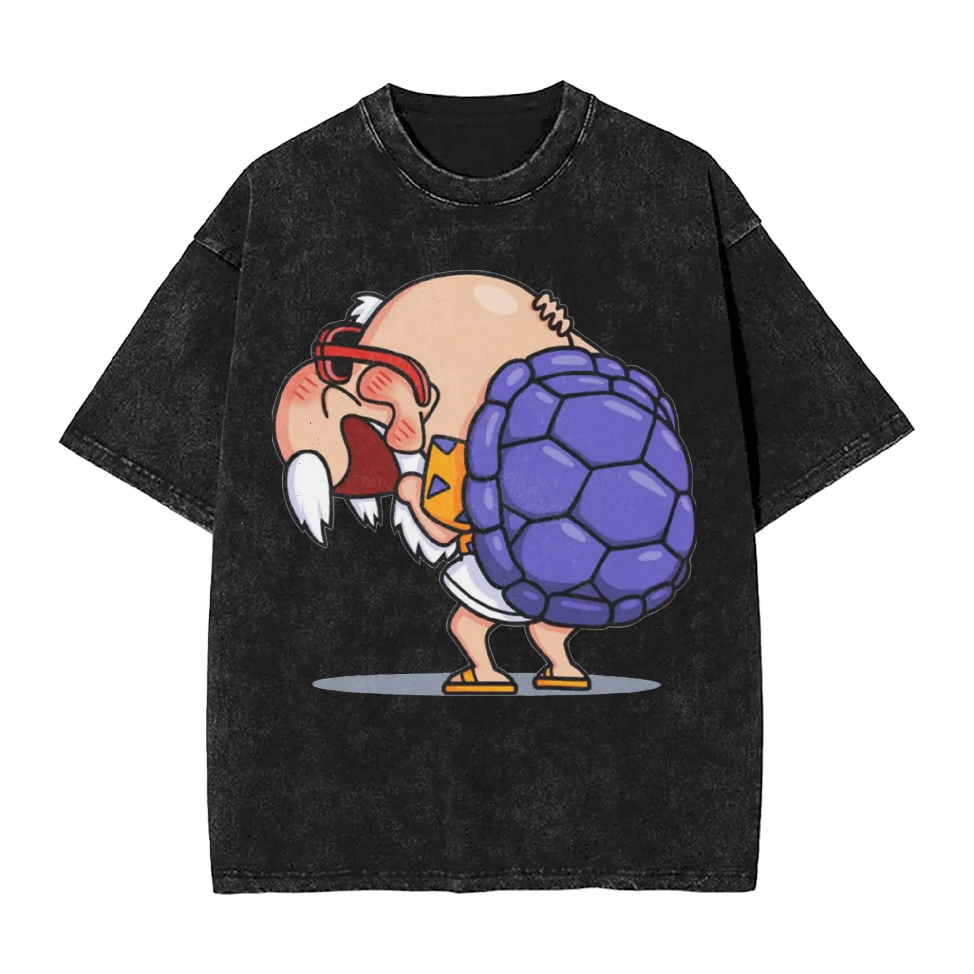 

Harajuku Washed Shirts Muten Roshi anime cartoon Outfit Vintage T Shirt High Street Streetwear Cotton Summer Tops Tees