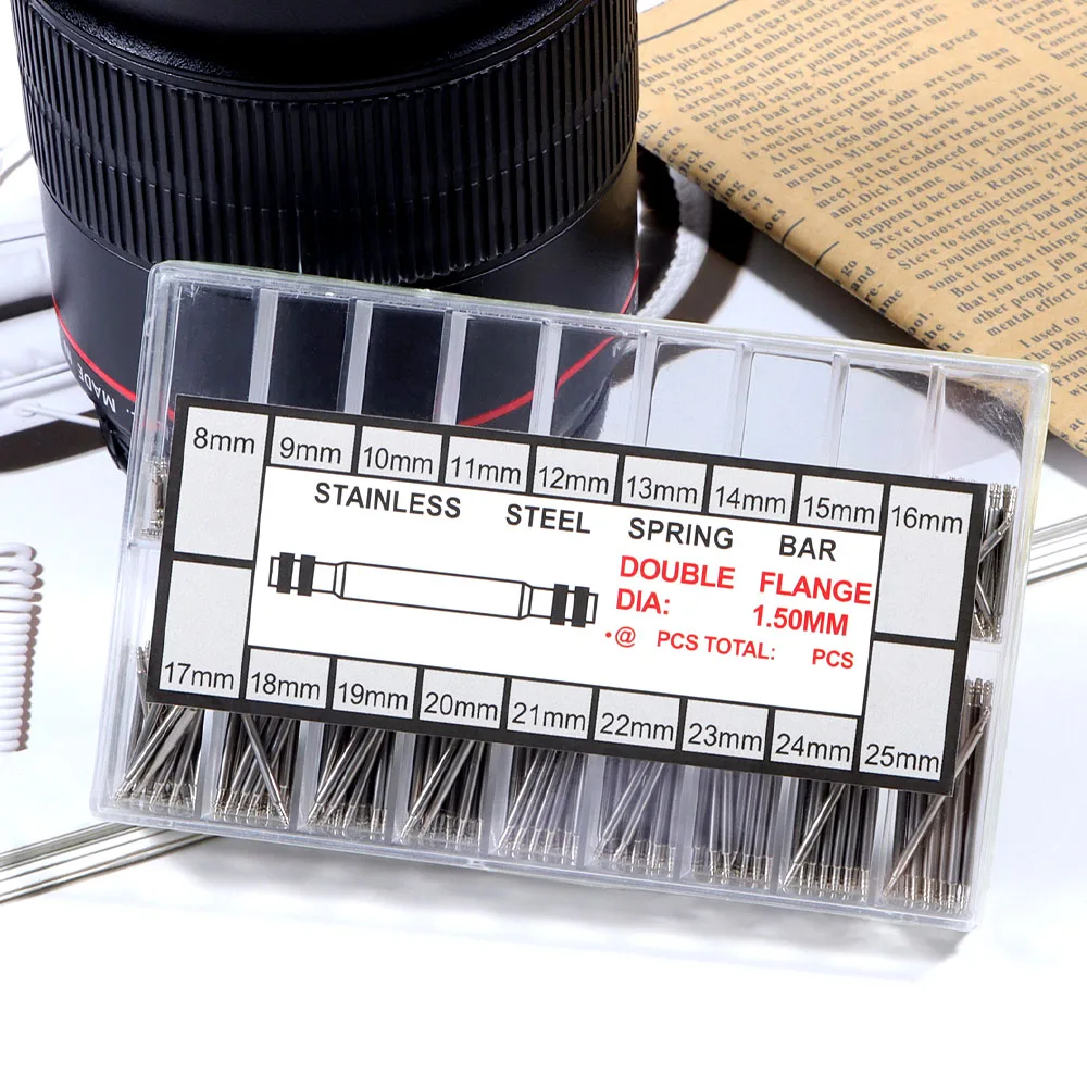 

360pcs/Set Stainless Steel Metal Spring Bars V4 Watchband Pins 8mm-25mm Size Strap Belt Pin with Repair Tools Watch Accessories2028