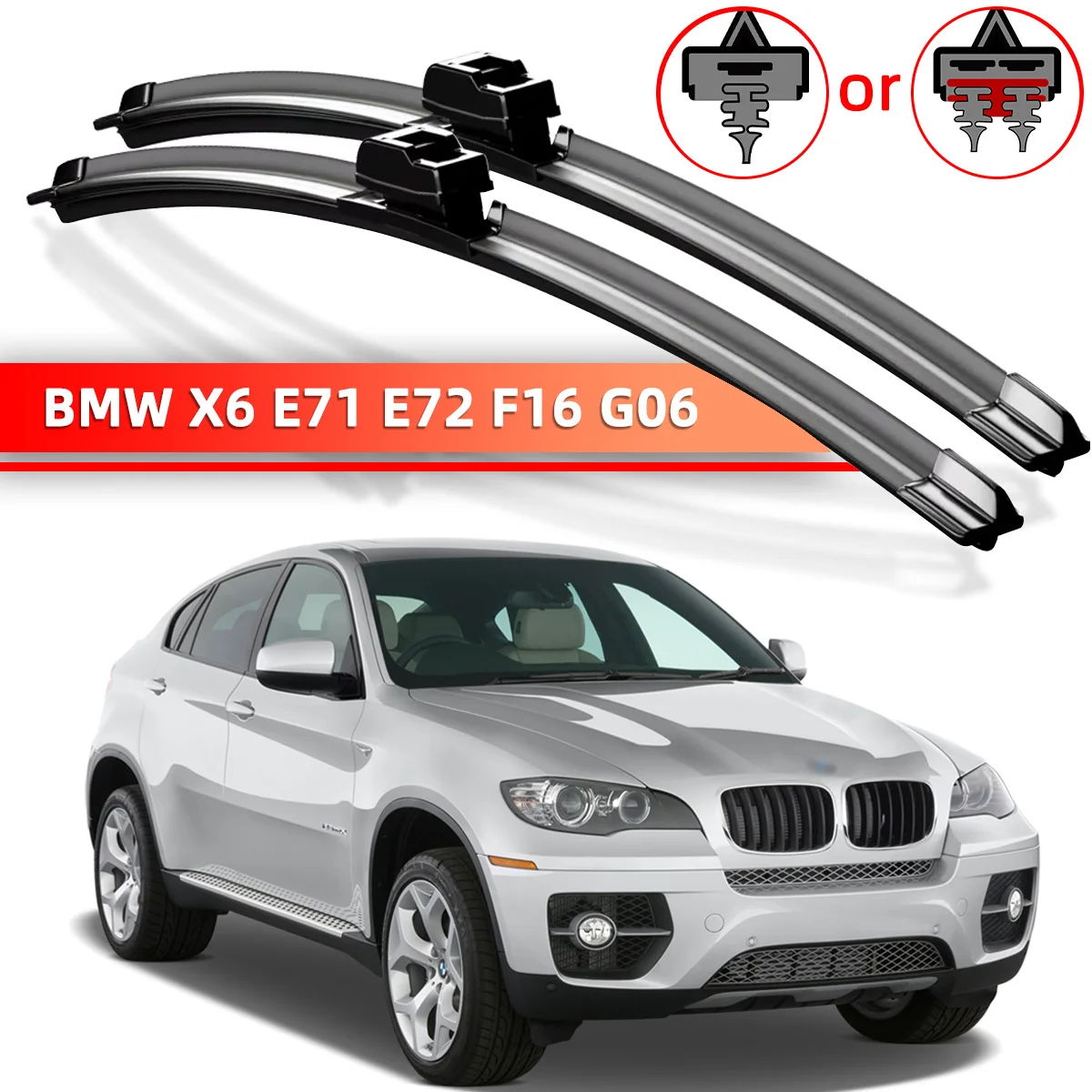 

2PCS Car Windshield Wiper Suitable For BMW X6 E71 E72 F16 G06 2008-2023 Natural Rubber Strip Wiper 2012 2014 2015 2016 2019 2020