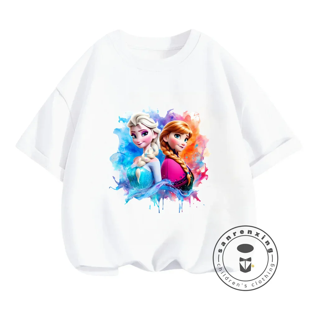 Light and Breezy Disney Elsa Princess Summer T-Shirts Cute Kawaii O-Neck Tops for Boys Girls Ideal for Making a Splash in Style