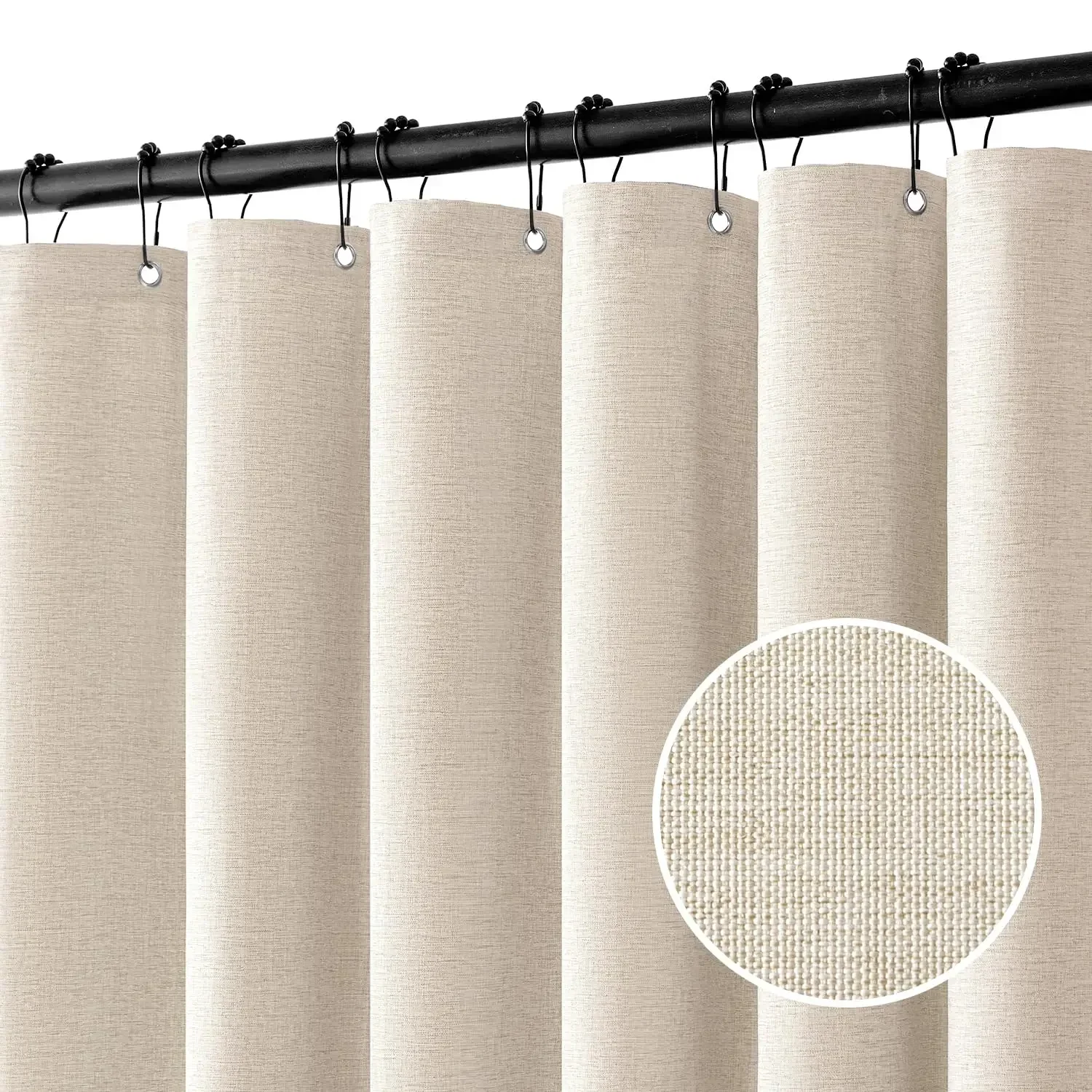 Luxury Shower Curtain Waterproof Thick Imitation Linen Beige Color Bath Curtains For Bathroom Bathtub Bathing Cover with Hooks