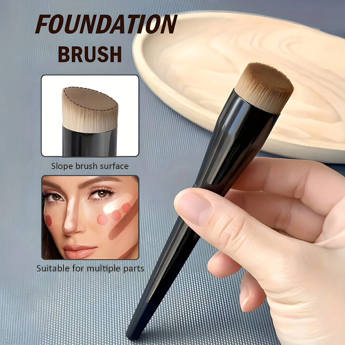 1 pincel para base, pincel de topo plano, pincel para contorno, pincel de blush angular, pincel de maquiagem profissional para misturar líquidos, cremes, etc.