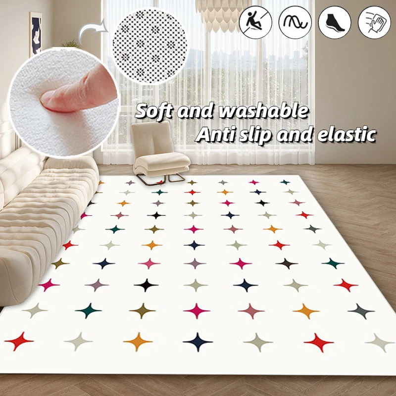 

Simple Fashion Carpets Large Area Living Room Rugs Bedroom Decoration Cloakroom Anti Slip Mat Short Plush Soft Children's Carpet