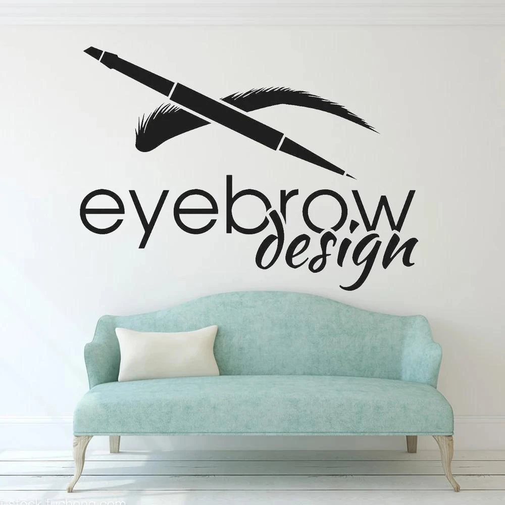 1 pc Eyebrow Design Wall Stickers Beauty Salon Logotype Brow Wall Sticker Pvc Wall Art Stickers Modern Fashion Wallsticker