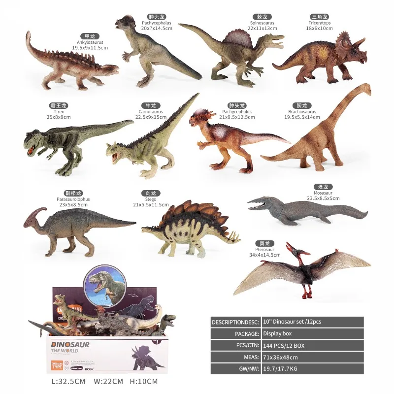 7-Inch Painted Simulation Dinosaur Model Set T-rex Triceratops Velociraptor PVC Home Decoration Desktop Ornament Gift For Kid