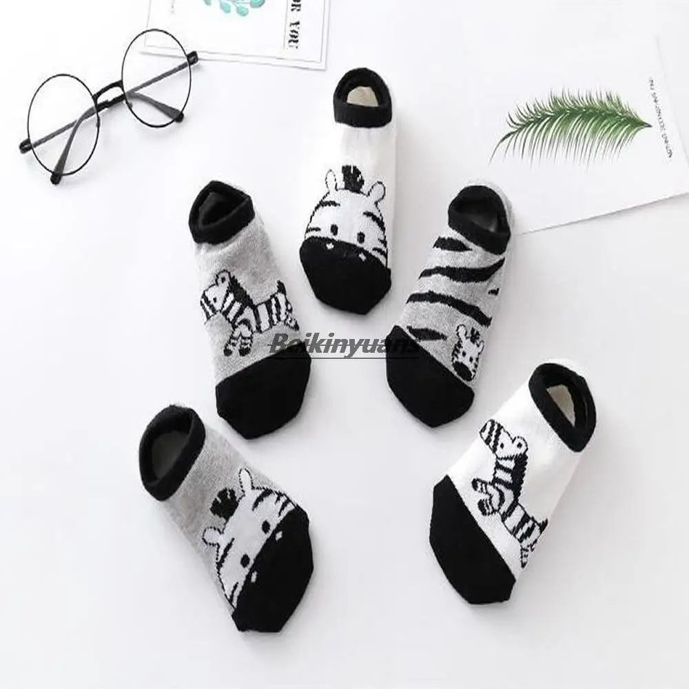 New cartoon baby socks cute little donkey cotton invisible boat socks 5 pairs of boat socks children socks