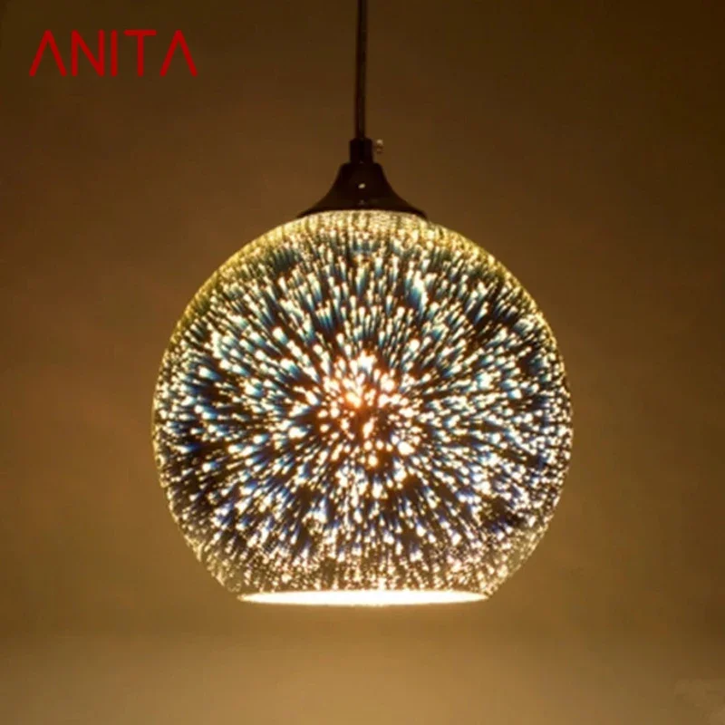 

ANITA Nordic Color Glass Pendent lamp Modern Bedroom Bedside lamp Art LED Restaurant Bar Cafe Aisle Chandelier