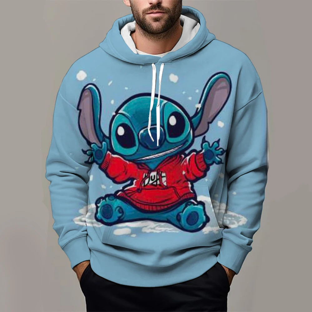 2024 Spring/Summer New Disney Stitch 3D Printed Men\'s Hoodie Street Fashion Versatile Clothing Outdoor Sports Kids Sweatshirt