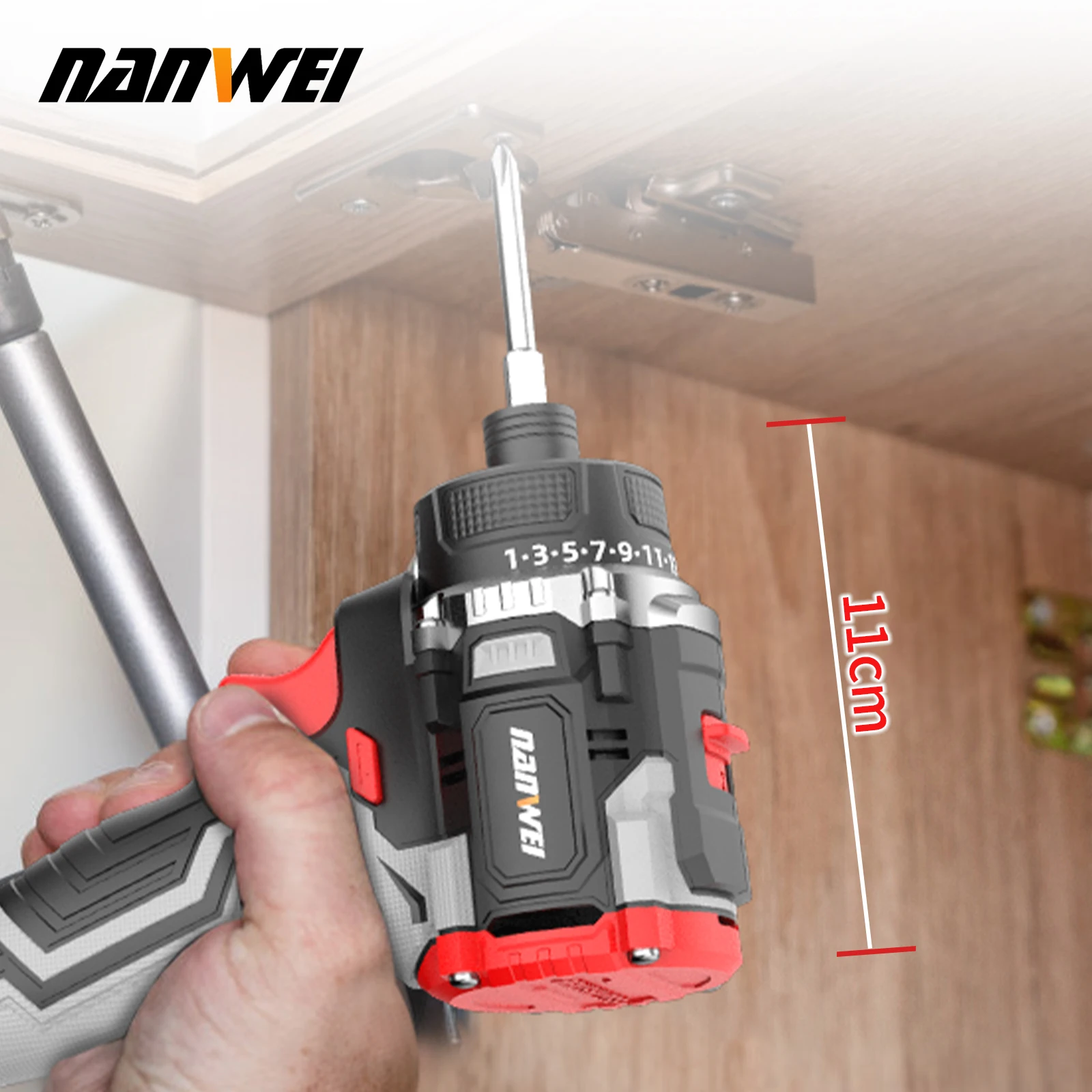 Nanwei 20V Brushless Li-ion Battery Dual Speed Screwdriver Household Electric Screwdriver Cordless Drill Screwdriver