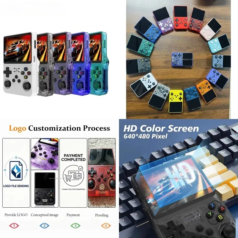 64GB R36S high definition retro handheld game console Linux 3.5 inch screen portable pocket video game console R36