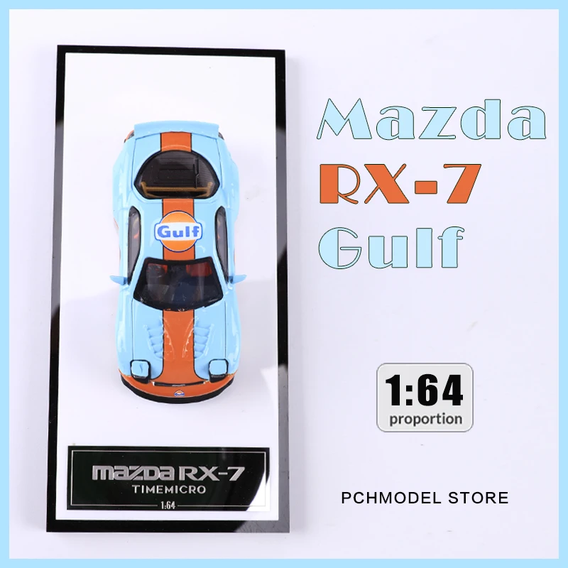 

Time Micro 1/64 Model Car Mazda RX-7 Gulf Alloy Diecast Car with Engine Display Vehicle Toys