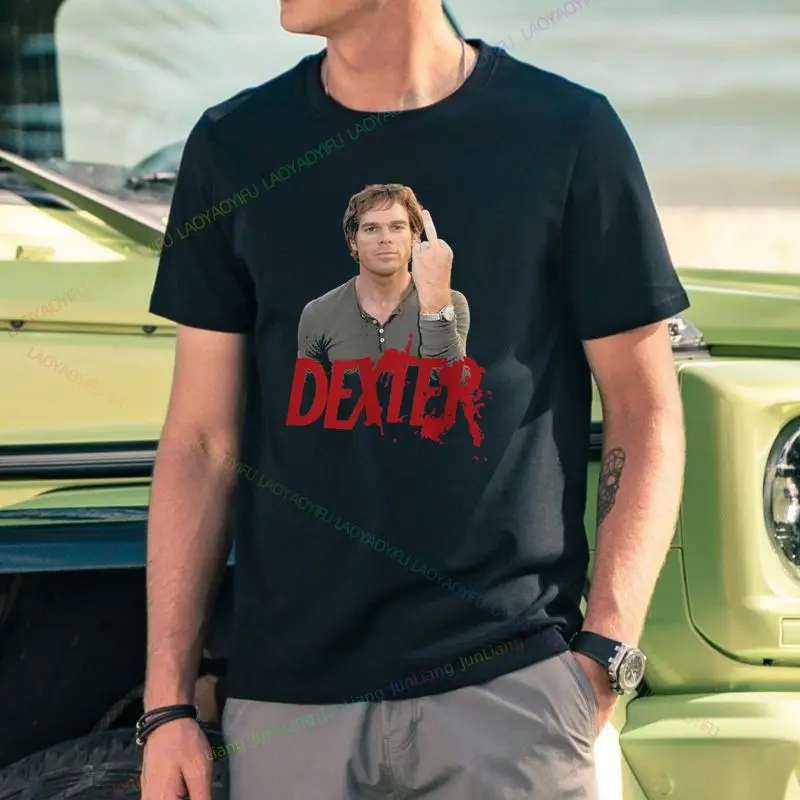 Showtime Dexter Never Lies-T-shirt imprimé amusant pour adulte, haut unisexe à manches courtes, sous licence, Harajuku Y2K, cadeau de rue