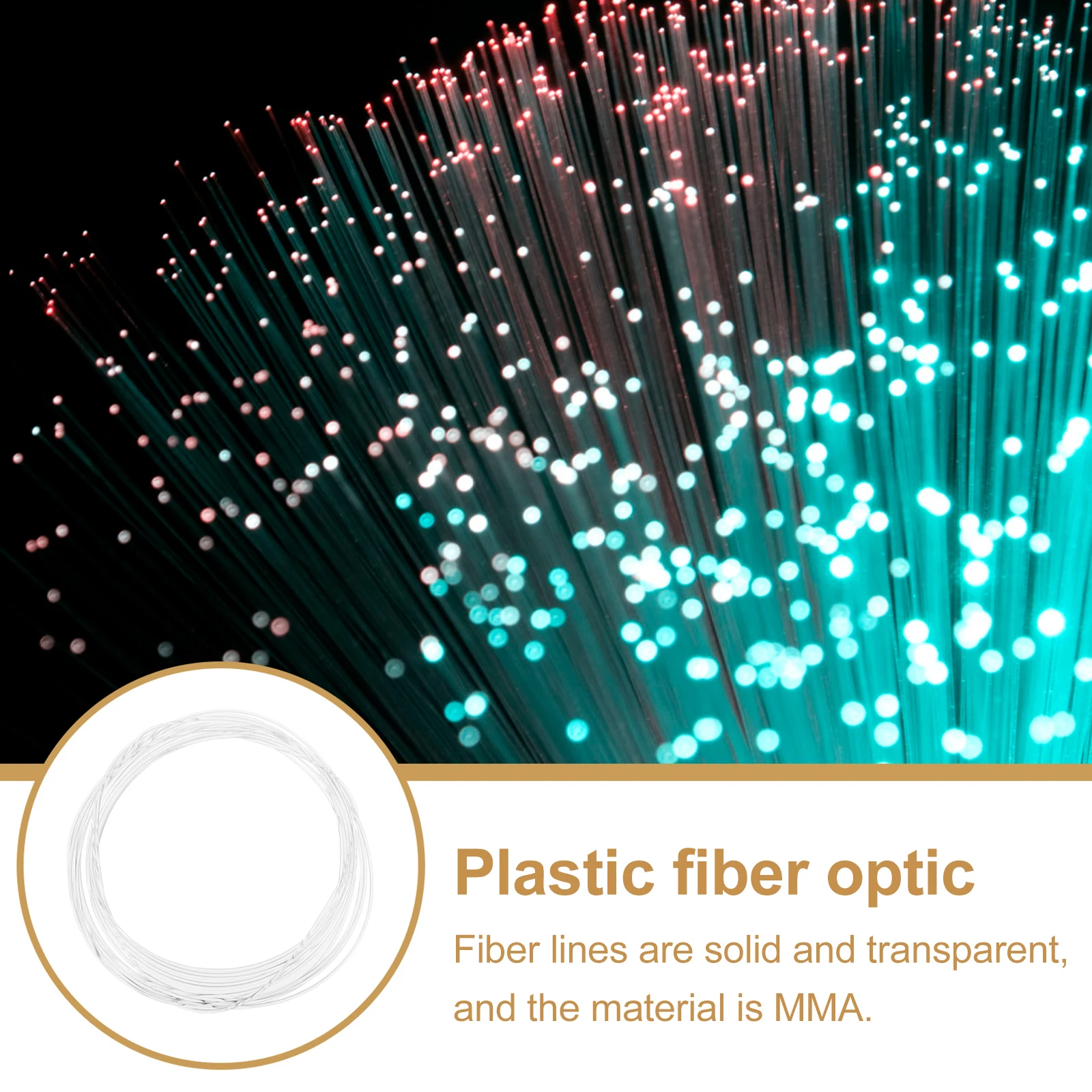 1Pcs 2M Glow Fiber Optic Strand Premium Mma Material Solid Transparent Lightweight Light Guide for Party Ceiling Decor Plastic