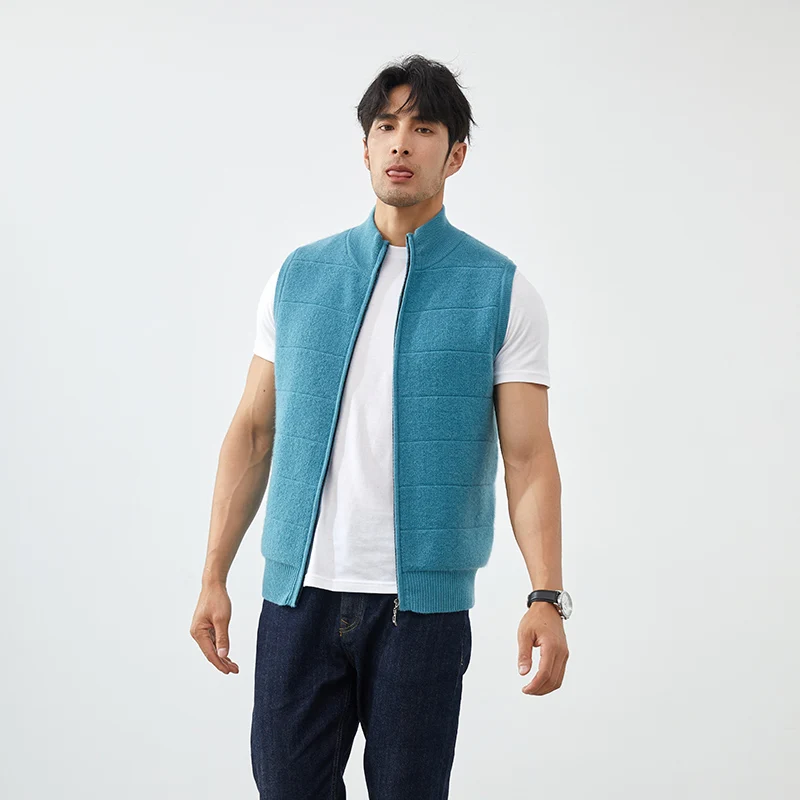 Chaleco de cachemir para hombre, suéter cálido de lujo con cremallera, cómodo, a la moda, para oficina y negocios, novedad de invierno, 2022