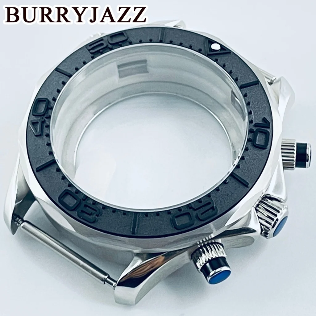 41mm Seamaster 300 Watch Case Fit VK63 VK64 Multy-Functional Quartz Chronograph Silver Watch Case Sapphire Glass