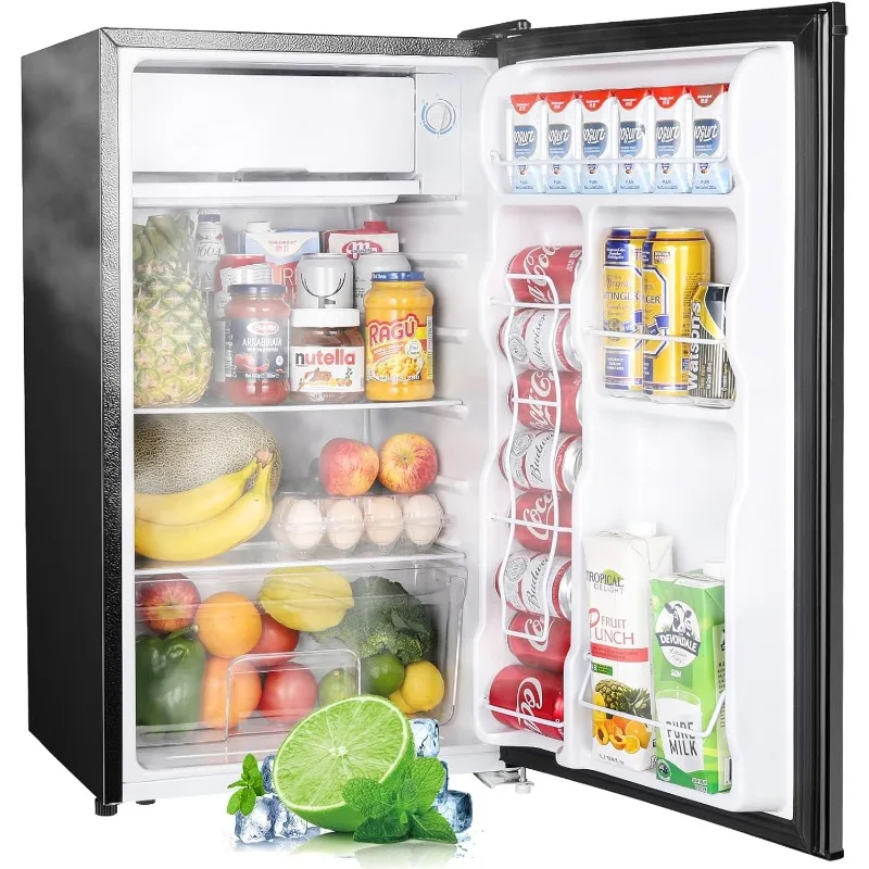 Upstreman 3.2 Cu.Ft Mini Fridge with Freezer, Single Door, Adjustable Thermostat, Refrigerator for Dorm, Office, Bedroom