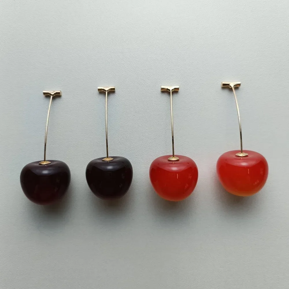 Illuminate Beauty Gradient Cherry Drop Earrings Dark Red Gifts for Women Statement Fruit Long  Jewelry Accessories серьги aretes