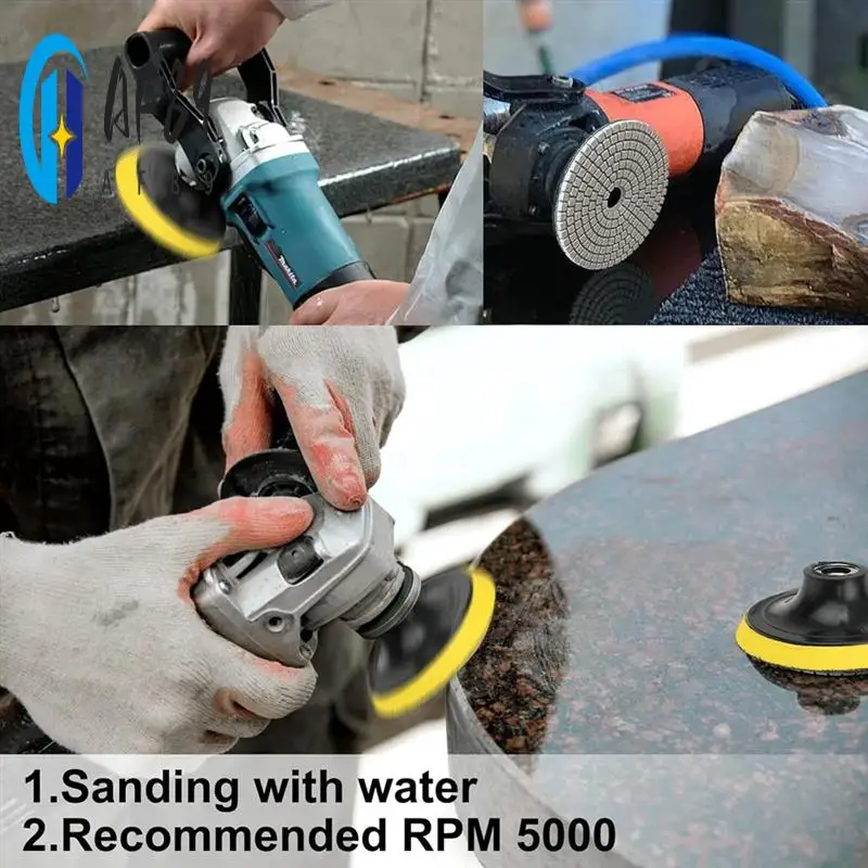 

AF89-11 Packs 4 Inch Diamond Concrete Polishing Kit, 50-6000 Grit Wet/Dry Diamond Polishing Pad With Wool Disc, For Marble