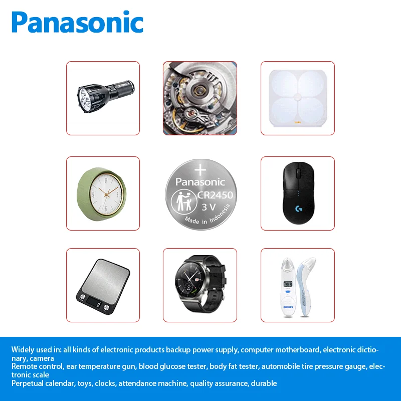 Panasonic CR2450 3V Lithium Battery DL2450 BR2450 LM2450 KCR5029 For Toy Car Key Remote Control Watch LED Light Button Coin Cell