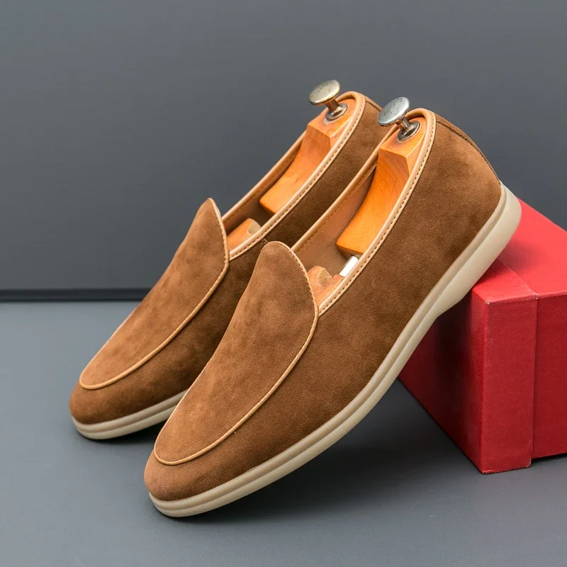 

Summer Mens Loafers Luxury Brand Outdoor Casual Shoes High Quality Suede Leather Walking Shoes Lace-up Business Shoes Mocassin