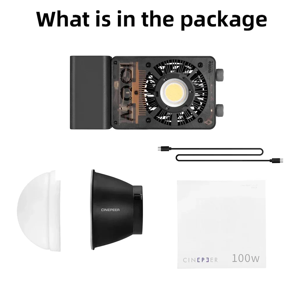 ZHIYUN CINEPEER CX100 Luz de vídeo portátil 100W Luz LED COB de bolsillo Luz de relleno de fotos bicolor para transmisión en vivo Vlog Shooting