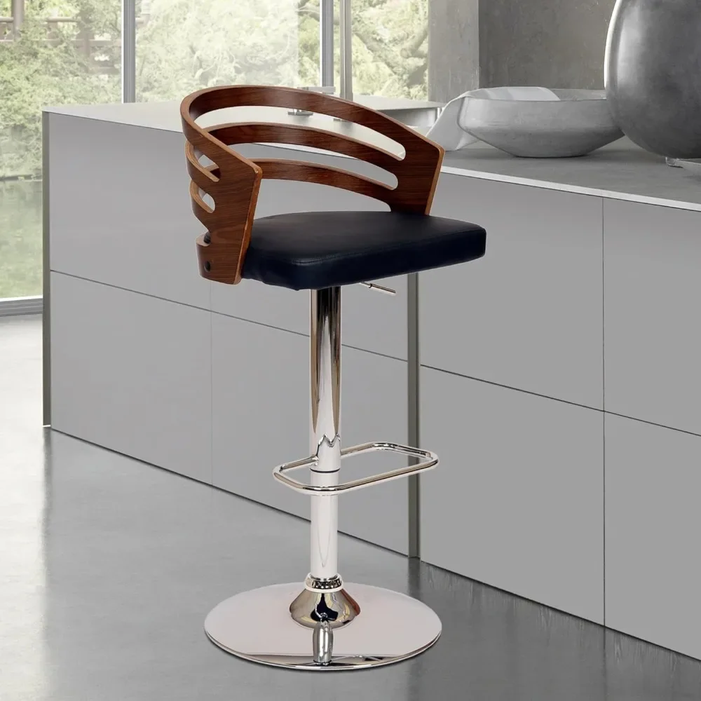 

Bar stool swivel barstool with black faux leather and chrome finish, 36-44 inches adjustable height