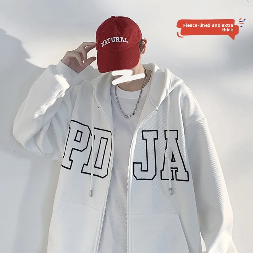 

Мужская толстовка на молнии Thiened Fce: зимняя, повседневная, спортивная, свободного кроя, молодежная, модная, брендовая, с карманами