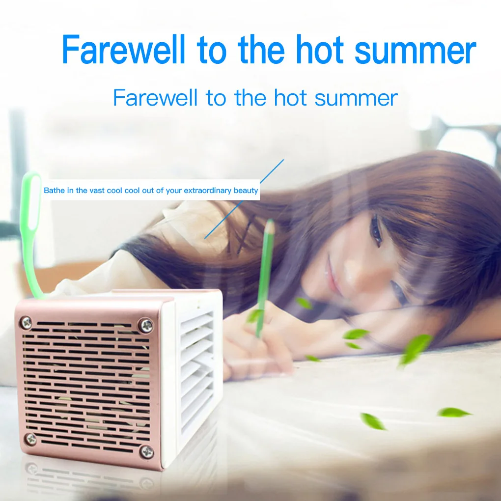 Mini Desktop Fan with LED Light Home Office Portable USB Powered Air Cooling Humidifier Fan, White