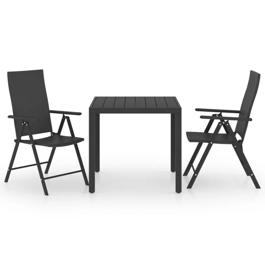 

3 Piece Patio Dining Set Black