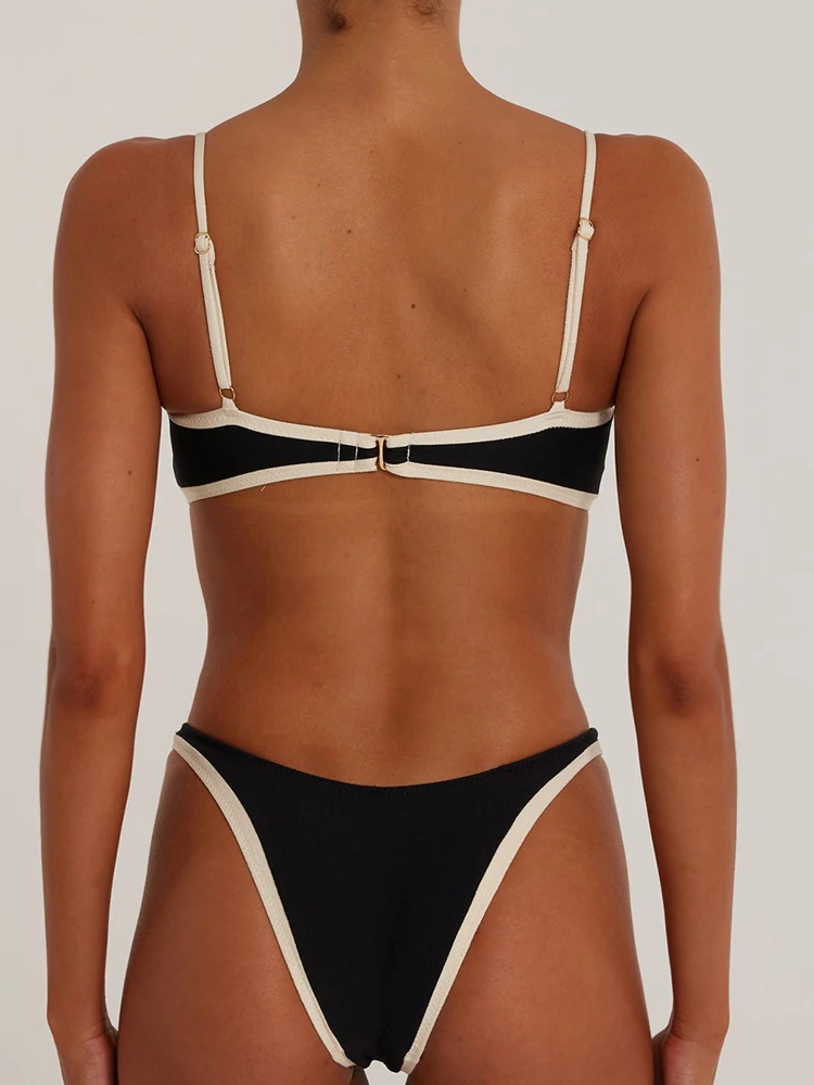 Miyouj High Cut Swimwear 2024 Bikini Solid Color Swimsuits Women Beachwear Low Waist Biquini Push Up Bathsuit New Two Piece Suit