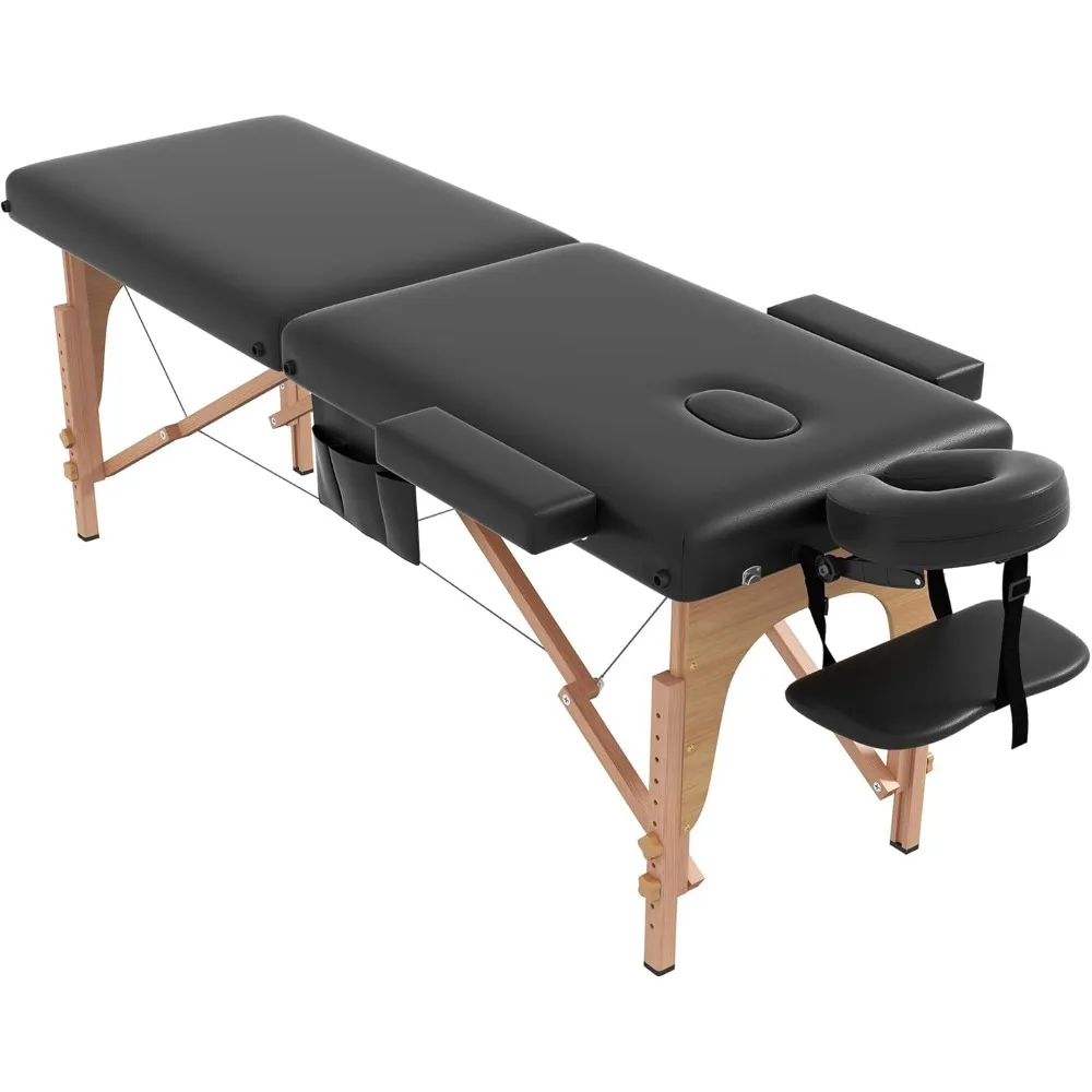 

Massage Table Massage Bed Portable,Tattoo Bed Facial Care Spa Height Adjustable Sturdy Wooden Frame & Accessories Carrying Bag